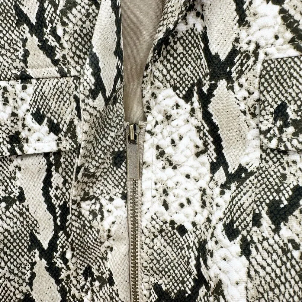 Jones New York Jacket Size 6 Womens Snakeskin‎ Front Zip Stretch Long Sleeve